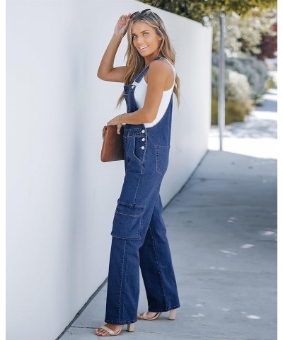 Cargo Jean Overalls for Women Wide Leg Bib Utility Stretchy Denim Jumpsuit Overall Loose 90s Trendy Bright Cobalt Blue $23.97...