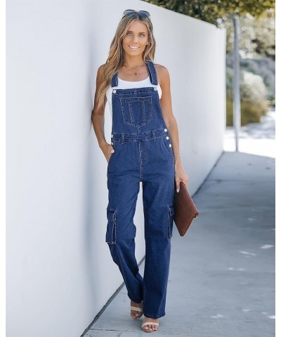 Cargo Jean Overalls for Women Wide Leg Bib Utility Stretchy Denim Jumpsuit Overall Loose 90s Trendy Bright Cobalt Blue $23.97...