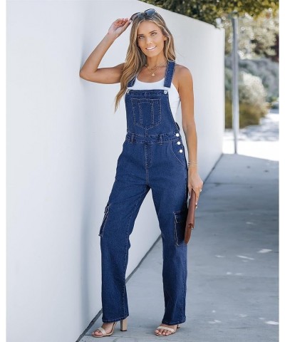 Cargo Jean Overalls for Women Wide Leg Bib Utility Stretchy Denim Jumpsuit Overall Loose 90s Trendy Bright Cobalt Blue $23.97...