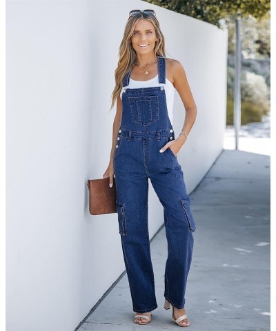 Cargo Jean Overalls for Women Wide Leg Bib Utility Stretchy Denim Jumpsuit Overall Loose 90s Trendy Bright Cobalt Blue $23.97...