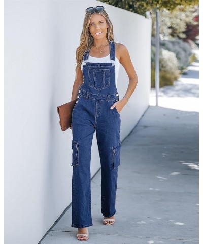 Cargo Jean Overalls for Women Wide Leg Bib Utility Stretchy Denim Jumpsuit Overall Loose 90s Trendy Bright Cobalt Blue $23.97...