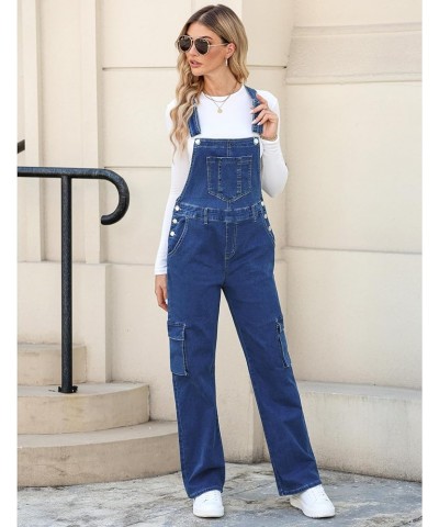 Cargo Jean Overalls for Women Wide Leg Bib Utility Stretchy Denim Jumpsuit Overall Loose 90s Trendy Bright Cobalt Blue $23.97...