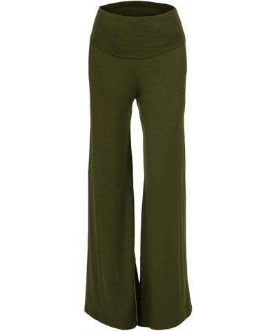 Women's Comfy Chic Palazzo and Capri Culottes Solid Basic Pants(S-5X) 01 Olive $10.12 Pants