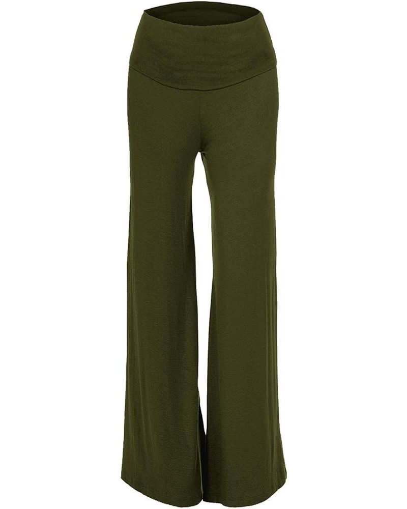 Women's Comfy Chic Palazzo and Capri Culottes Solid Basic Pants(S-5X) 01 Olive $10.12 Pants