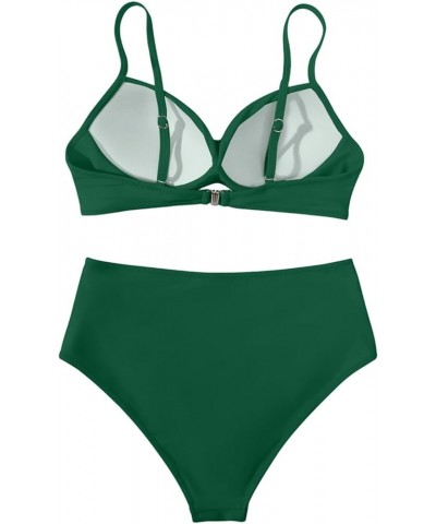 Women's Bikini Swimsuits High Waist Tummy Control Swimsuit Push Up Bathing Suit for Women 2 Piece Cheeky Swimsuits A2-green $...