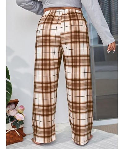 Women's Plus Size Plaid Pajama Pants Lounge Pant Wide Leg Loose Fit Sleepwear Bottoms Brown Plaid $13.44 Sleep & Lounge