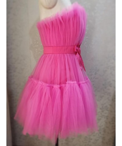 Women's Short Puffy Prom Dress Strapless Tulle Homecoming Dresses Mini Cocktail Party Poofy Tutu Gowns Black-lace Up $31.00 D...