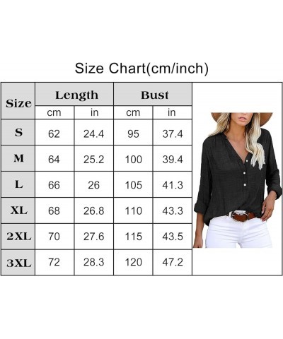 Women's Button Down Shirts Loose Single Breasted Solid Color Long Sleeve Casual Work Blouses Top V Neck Work Shirts Black $15...