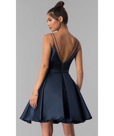 Women's Short Homecoming Dresses for Teens 2024 V Neck Satin Prom Cocktail Gowns Royal Blue $26.03 Dresses