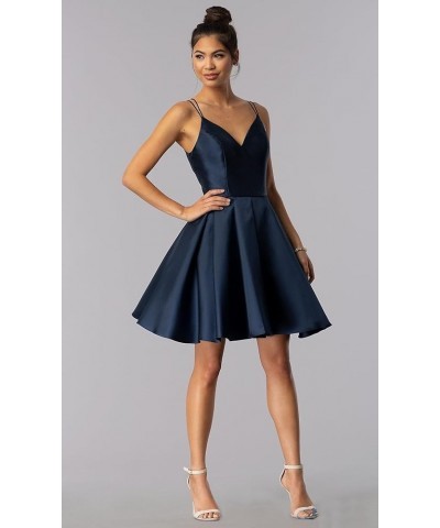 Women's Short Homecoming Dresses for Teens 2024 V Neck Satin Prom Cocktail Gowns Royal Blue $26.03 Dresses