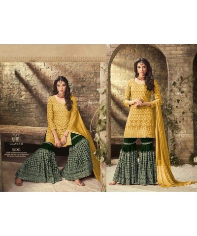 Women's Collection Indian Pakistani sharara palazo SuitFor Women MOHINI Yellow $39.10 Suits