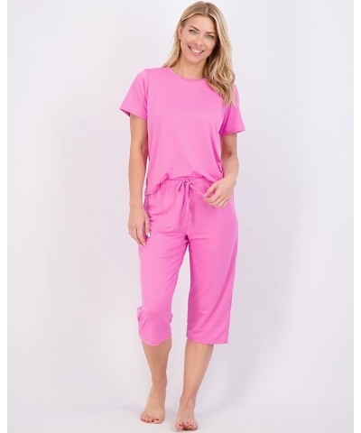 2 Pack: Womens Short-Sleeve PJ Top with Capri Pants - Pajama Lounge & Sleepwear Set (Available In Plus) Plus Size Set 1 $18.8...