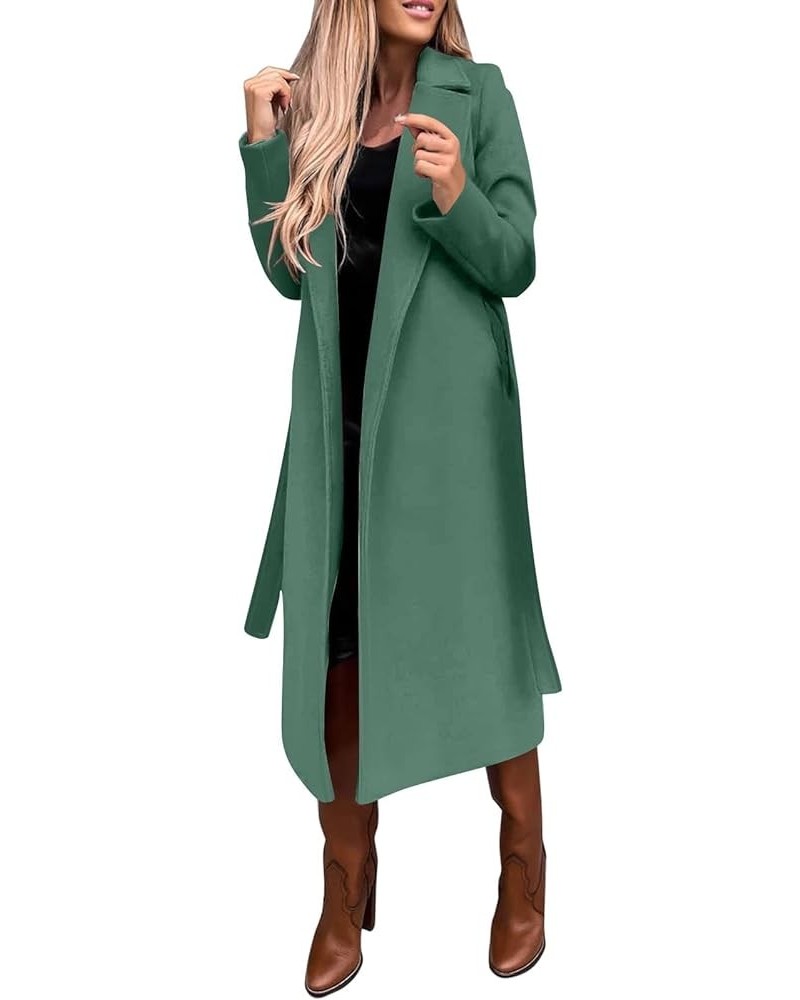 Light Jacket Wool Coats Blouse Thin Coat Trench Long Jacket Ladies Slim Long Belt Elegant Overcoat Women's Car 240117a-mint G...