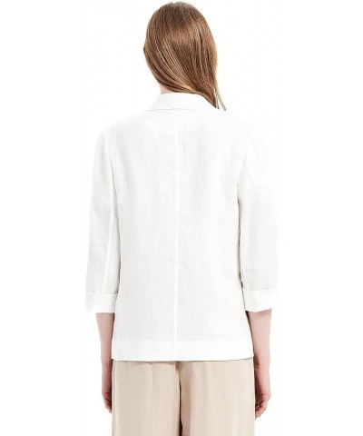 Women's Summer Linen Suits 3/4 Sleeve Blazers for Work Casual Jackets Outwear White $16.90 Blazers