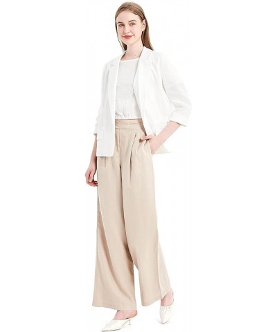 Women's Summer Linen Suits 3/4 Sleeve Blazers for Work Casual Jackets Outwear White $16.90 Blazers