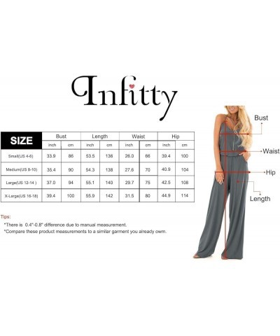 Women Summer Sleeveless Spaghetti Strap Sexy Jumpsuit Rompers Wide Leg Pants Suit Deep Grey $23.21 Jumpsuits