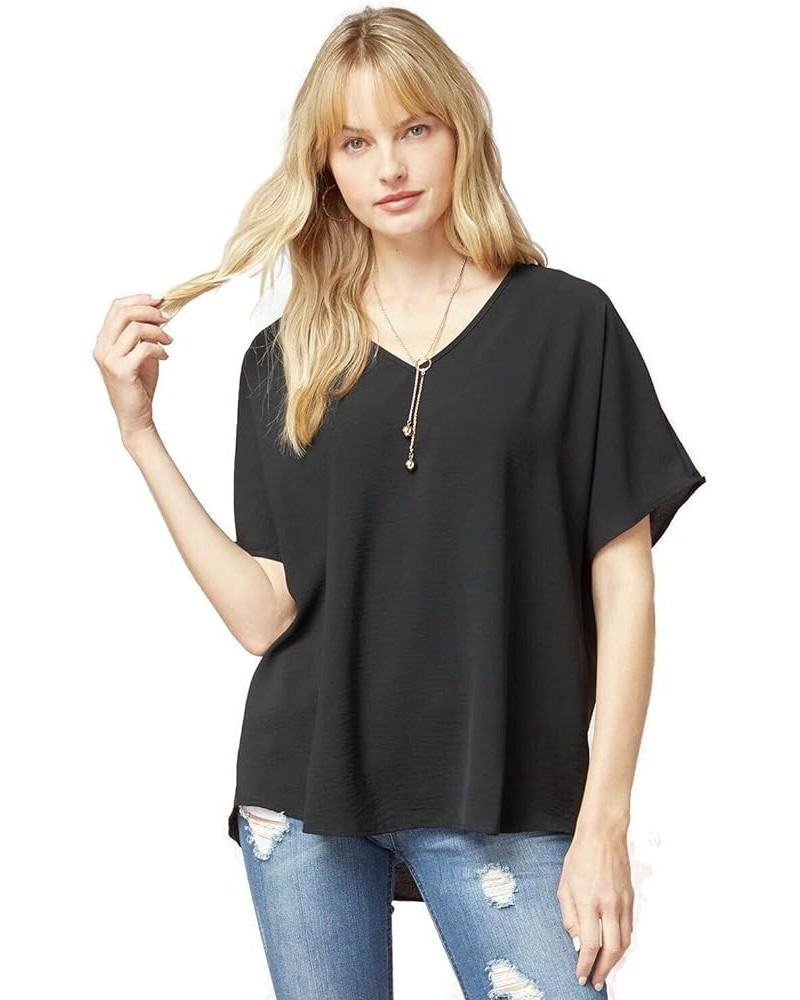 Women's Gigi Short Sleeve V-Neck Top Black $20.37 Tees