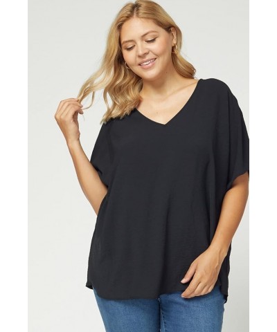 Women's Gigi Short Sleeve V-Neck Top Black $20.37 Tees