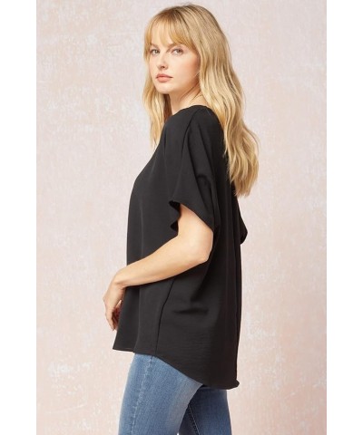 Women's Gigi Short Sleeve V-Neck Top Black $20.37 Tees