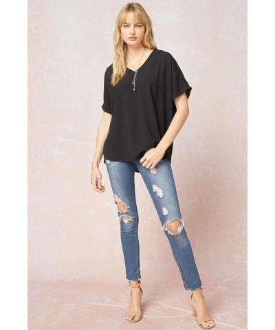 Women's Gigi Short Sleeve V-Neck Top Black $20.37 Tees