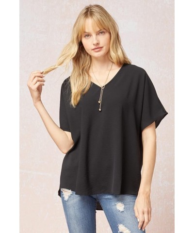 Women's Gigi Short Sleeve V-Neck Top Black $20.37 Tees