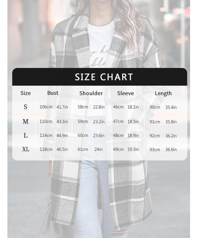 Women's Plaid Coats Winter Causal Long Sleeve Shackets Jacket Flannel Button Up Shirt Peacoat Black $23.48 Coats