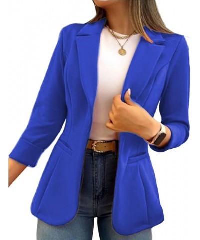 Womens Casual Blazer Lightweight Open Front Cardigan Coats Button Long Sleeve Business Work Office Loose Suit Jackets C-blue ...