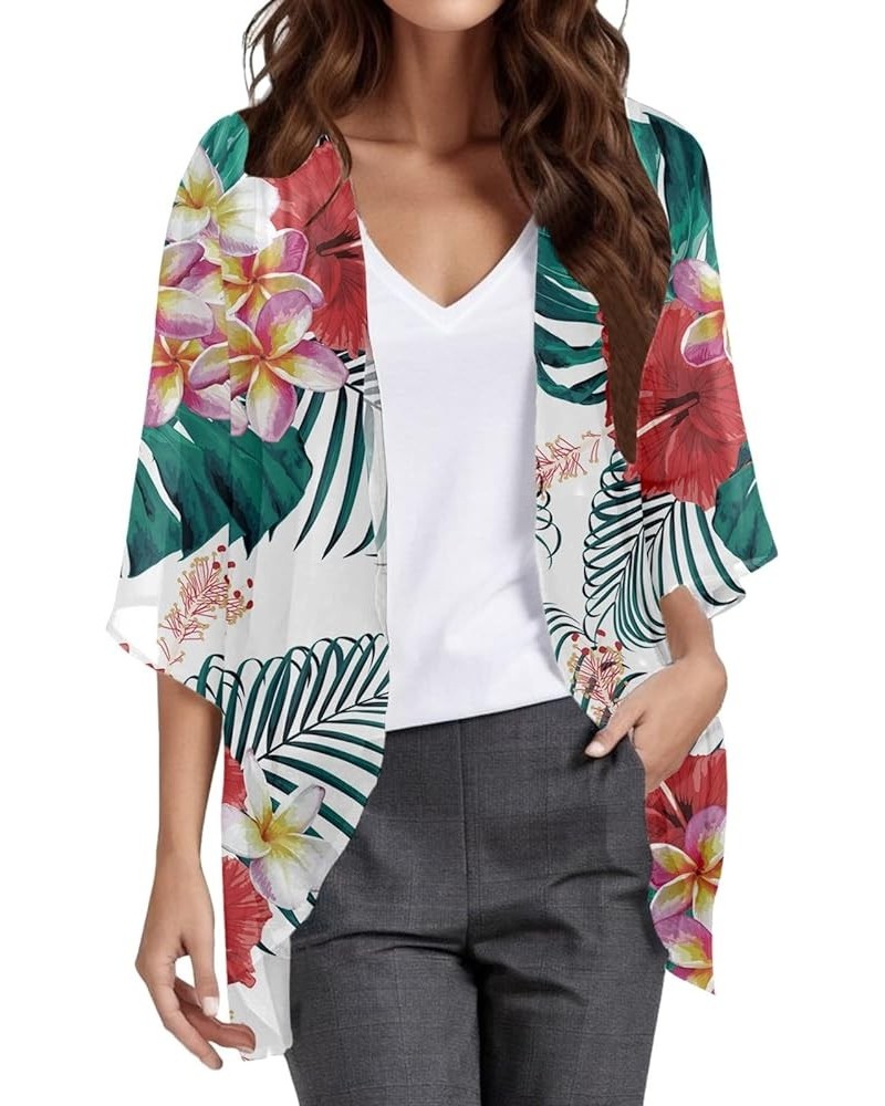 Cardigan for Women Lightweight Summer Floral 3/4 Sleeve Duster Cardigans Casual Comfort Open Front Kimonos Cover Up Blouse Z0...