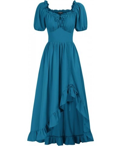 Renaissance Dress Women Cottagecore Corset Dress Ruffle Maxi Dress with Pockets Sky Blue $26.39 Others