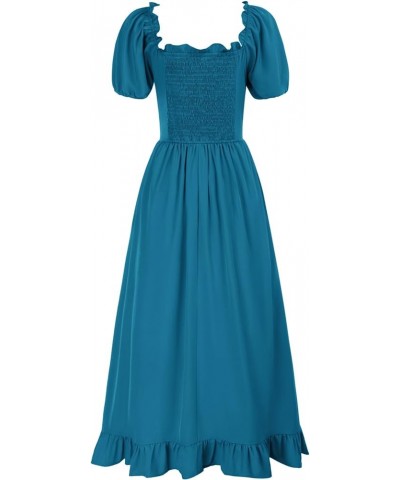 Renaissance Dress Women Cottagecore Corset Dress Ruffle Maxi Dress with Pockets Sky Blue $26.39 Others