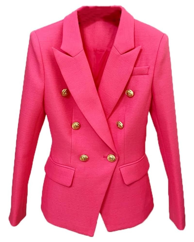 Classic Blazer Jacket Women's Buttons Double Breasted Textured Blazer Mint Green Rose Red $32.80 Blazers