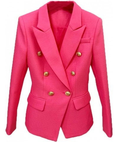 Classic Blazer Jacket Women's Buttons Double Breasted Textured Blazer Mint Green Rose Red $32.80 Blazers