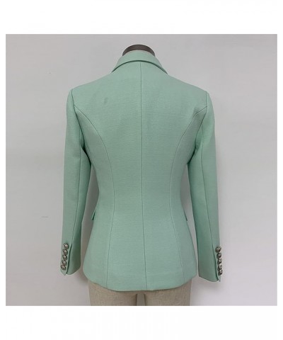 Classic Blazer Jacket Women's Buttons Double Breasted Textured Blazer Mint Green Rose Red $32.80 Blazers