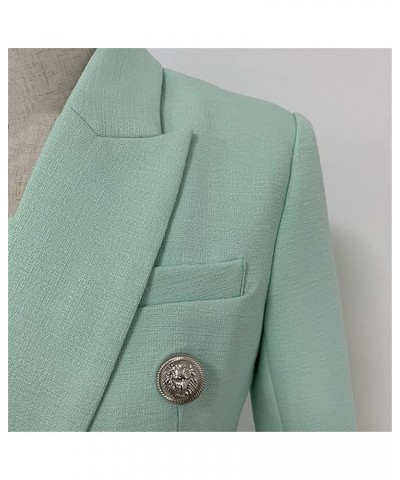 Classic Blazer Jacket Women's Buttons Double Breasted Textured Blazer Mint Green Rose Red $32.80 Blazers