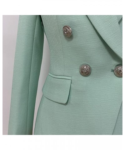 Classic Blazer Jacket Women's Buttons Double Breasted Textured Blazer Mint Green Rose Red $32.80 Blazers