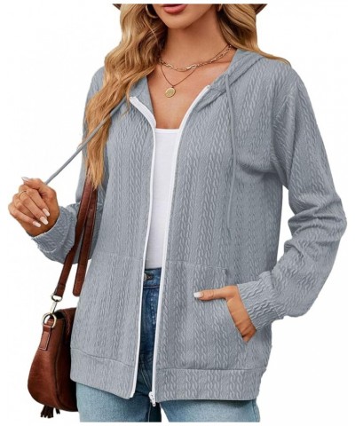 Women's 2023 Long Sleeve Zipper Cardigan Sweaters for Women Hooded Cardigan Jackets Outerwear Coats with Pockets 739-grey $12...