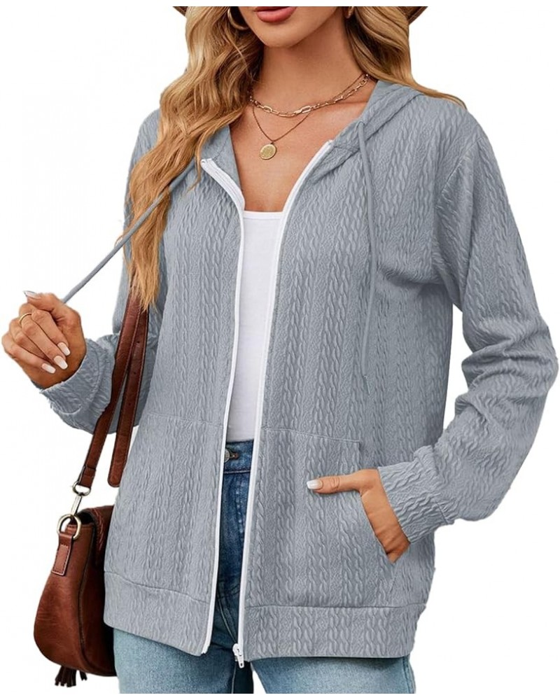 Women's 2023 Long Sleeve Zipper Cardigan Sweaters for Women Hooded Cardigan Jackets Outerwear Coats with Pockets 739-grey $12...