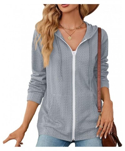 Women's 2023 Long Sleeve Zipper Cardigan Sweaters for Women Hooded Cardigan Jackets Outerwear Coats with Pockets 739-grey $12...