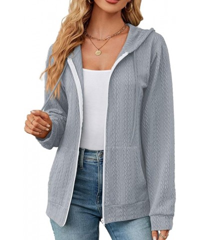 Women's 2023 Long Sleeve Zipper Cardigan Sweaters for Women Hooded Cardigan Jackets Outerwear Coats with Pockets 739-grey $12...