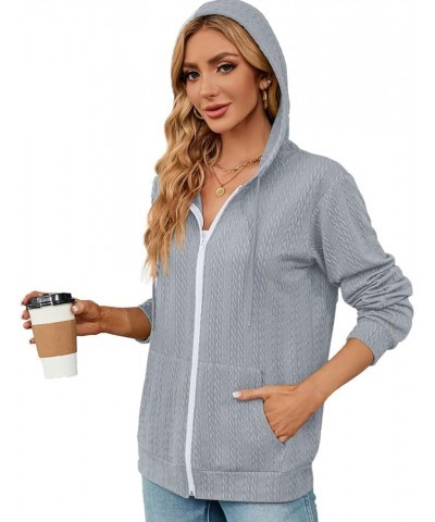 Women's 2023 Long Sleeve Zipper Cardigan Sweaters for Women Hooded Cardigan Jackets Outerwear Coats with Pockets 739-grey $12...