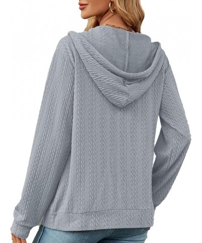 Women's 2023 Long Sleeve Zipper Cardigan Sweaters for Women Hooded Cardigan Jackets Outerwear Coats with Pockets 739-grey $12...