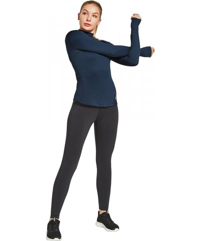 FitsT4 Women's Thermal Shirts Long Sleeve Running Fleece Lined Tops Mock Neck Workout Cold Weather Gear Thumbholes Navy $10.0...