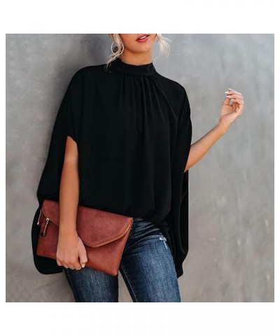 Tee Shirt Dress Women Casual Solid Neck Button Strap Cold Shoulder Irregular Short Sleeves Shirt Blouse Y2-black $12.31 Tanks