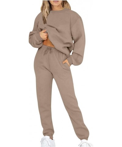 Womens Lounge Sets 2 Piece Outfits Long Sleeve Sweatshirt And Sweatpants Sweatsuit Fall Winter Worrkout Tracksuit 03 Khaki $1...