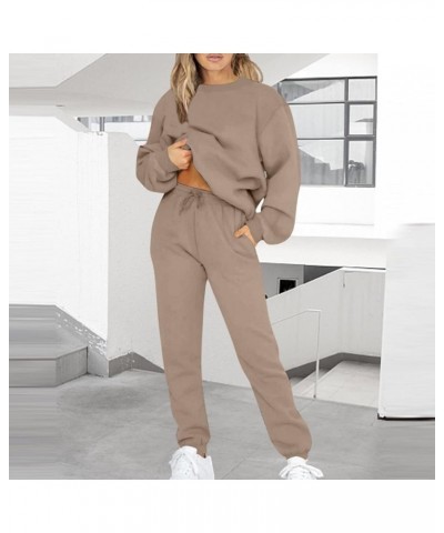 Womens Lounge Sets 2 Piece Outfits Long Sleeve Sweatshirt And Sweatpants Sweatsuit Fall Winter Worrkout Tracksuit 03 Khaki $1...