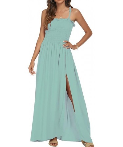 Women's Summer Bohemian Party Maxi Dress Off Shoulder Beach Cover-up Long Dress 111 Light Green $14.35 Swimsuits