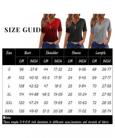 Summer Outfits for Women Fashion Womens Short Sleeve Tops Graphic Tees Trendy Ladies Button V Neck Blouses Clothes K-blue $7....