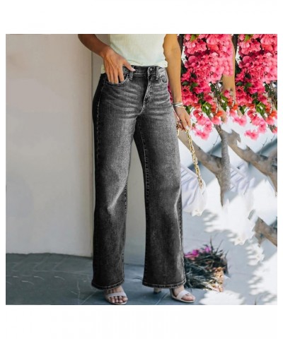 Womens Fall Casual Comfy Straight Leg Jeans Pants High Waisted Long Lounge Pants Baggy Cargo Denim Pants Jeans 03 Black $13.6...