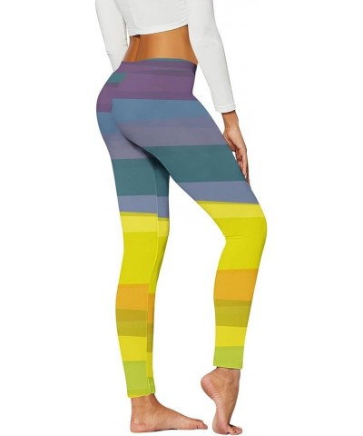 Full Length Women's Leggings Colorful Geometric Print Leggings Hiking Running Pants Pockets Thermal Velvet Winter Blue-d $7.4...