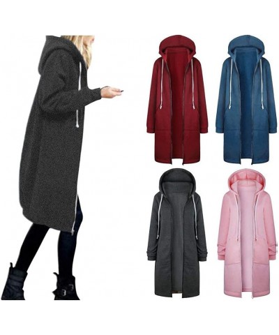 Women's Long Zip Up Hoodies Casual Fall Winter Light Tunic Sweatshirts Plus Size Hooded Jacket Coat with Pockets, Black $19.6...